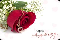 Happy Anniversary, Red Rose, Heart Necklace Stationery, Backgrounds