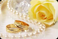 Pearl Necklace, Yellow Rose & Gold Rings Wedding Anniversary Stationery, Backgrounds