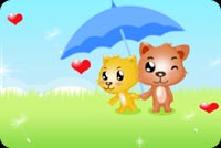 2 Cats Sharing An Umbrella Stationery, Backgrounds