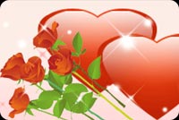 2 Hearts With Red Roses Stationery, Backgrounds