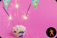 Animated Birthday Cupcake With Sparklers Stationery, Backgrounds