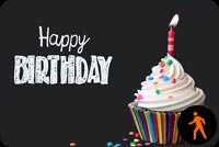 Animated Happy Birthday Cupcake Candle Flame Stationery, Backgrounds