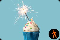 Animated Blue Cupcake With Sparkler Stationery, Backgrounds