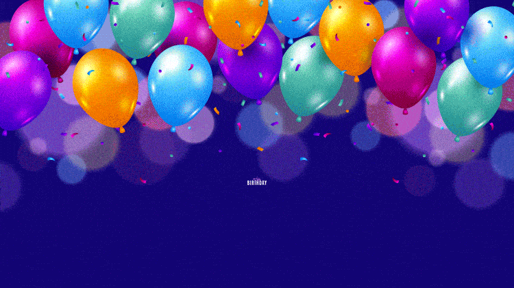 Animated Happy Birthday Balloons & Confetti Stationery | ID#: 23361 |  