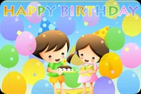 Boy And Girl With Colorful Balloons Stationery, Backgrounds