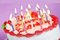 Red & White Birthday Cake With Candles Stationery, Backgrounds