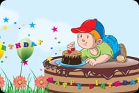 Boy On Chocolate Cake Stationery, Backgrounds