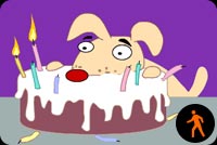 Funny Dog Eating Birthday Cake Stationery, Backgrounds