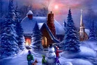 Snow House Kids & Snowman Stationery, Backgrounds