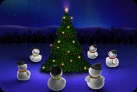 Snowmen Merry Christmas Tree Stationery, Backgrounds