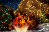 Christmas Nativity Scene Theme Stationery, Backgrounds