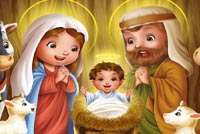 Cartoon Christmas Nativity Scene Stationery, Backgrounds