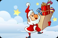 Santa Happily Carrying Presents Stationery, Backgrounds