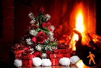 Animated Christmas Gifts Fireplace Stationery, Backgrounds