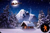 Animated Santa Claus Sleigh, Winter House Snowing Stationery, Backgrounds