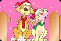 2 Happy Dogs At Christmas Stationery, Backgrounds