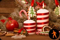 Animated Merry Christmas Candles & Chocolates Stationery, Backgrounds