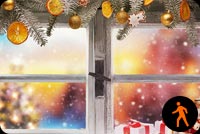 Animated Christmas Snow Storm Outside Window Stationery, Backgrounds