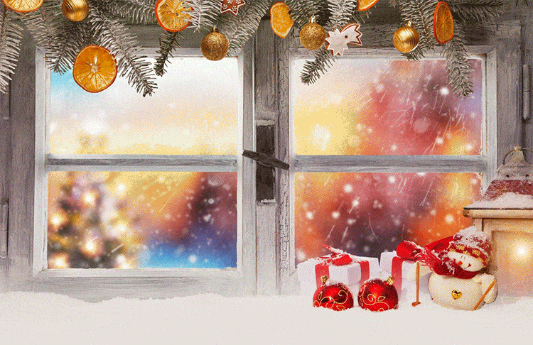 Animated Christmas Snow Storm Outside Window Stationery | ID#: 23262 |  