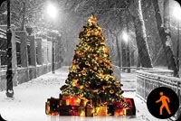 Animated Lighted Tree In The Snow Stationery, Backgrounds