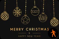 Animated Golden Balls Merry Christmas & Happy New Year Stationery, Backgrounds