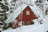 Snow Covered Wooden House Stationery, Backgrounds