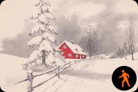 Animated: Snowy Winter Scene, Red House Chimney Smoke Stationery, Backgrounds
