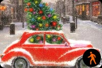 Animated: Red Car Carrying A Christmas Tree Stationery, Backgrounds