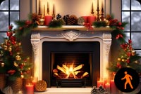 Animated: Festive Fireplace Mantle Stationery: Cozy Christmas Decor And Warmth Stationery, Backgrounds