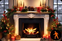 Animated: Festive Fireplace Mantle Stationery: Cozy Christmas Decor And Warmth 