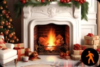 Animated: Cozy Fireplace & Festive Christmas Tree Stationery: Holiday Decor Delight Stationery, Backgrounds