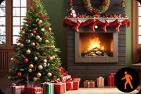 Animated: Elegant Fireplace & Ornate Christmas Tree Stationery: Festive Holiday Charm Stationery, Backgrounds