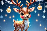 Cheerful Baby Reindeer Christmas Lights Stationery: Playful Winter Festivities Stationery, Backgrounds