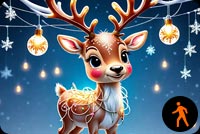 Animated: Cheerful Baby Reindeer Christmas Lights Stationery: Playful Winter Festivities Stationery, Backgrounds