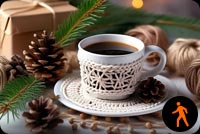 Animated: Coffee & Festive Pinecone Stationery: Holiday Cheer In Every Message Stationery, Backgrounds