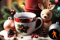 Animated: Festive Christmas Elements Stationery: Candle, Pinecones, Ornaments, Tree, Coffee Cup Stationery, Backgrounds