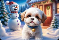 Whimsical 3d Frosty The Snowman Stationery: Christmas Magic & Shih Tzu Charm Stationery, Backgrounds
