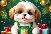 Cheerful Shih Tzu Puppy Wishes Merry Christmas & Happy New Year Stationery Stationery, Backgrounds