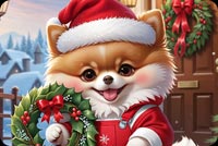 Cute Christmas Puppy Stationery: Festive Hat & Joyful Wreath Stationery, Backgrounds