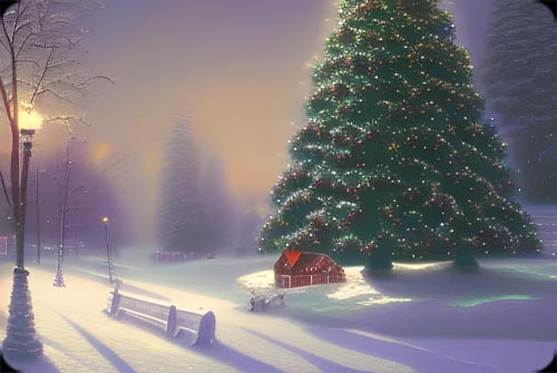 Enchanted Christmas Evening Stationery, Backgrounds