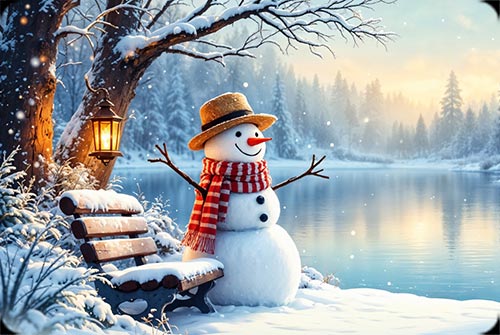 Winter Serenity With Snowman Stationery, Backgrounds