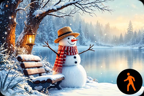 Animated: Winter Serenity With Snowman Stationery, Backgrounds