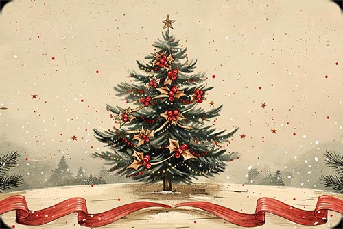 Festive Tree & Ribbon Frame Stationery, Backgrounds