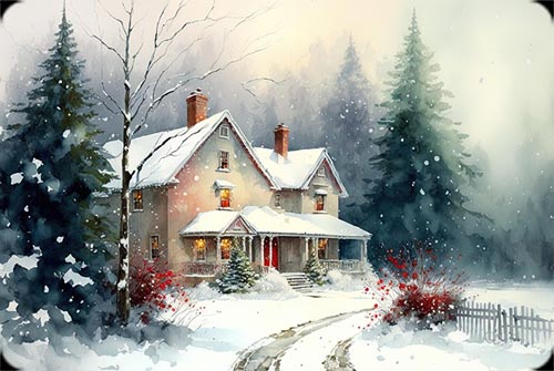 Winter Cabin Charm Stationery, Backgrounds