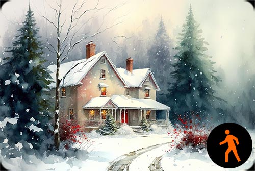 Animated: Winter Cabin Charm Stationery, Backgrounds