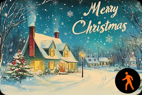 Animated: Cozy Christmas Village At Night Stationery, Backgrounds