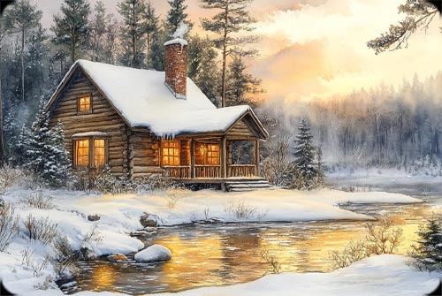 Cozy Christmas Retreat Stationery, Backgrounds