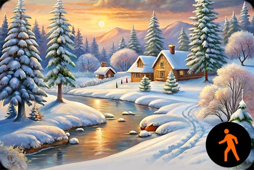Animated: Cozy Winter Village Stationery Stationery, Backgrounds