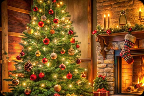 Fireside Christmas Stationery Stationery, Backgrounds