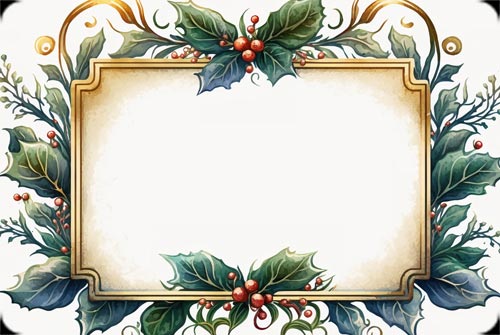 Classic Holly Border Stationery Stationery, Backgrounds